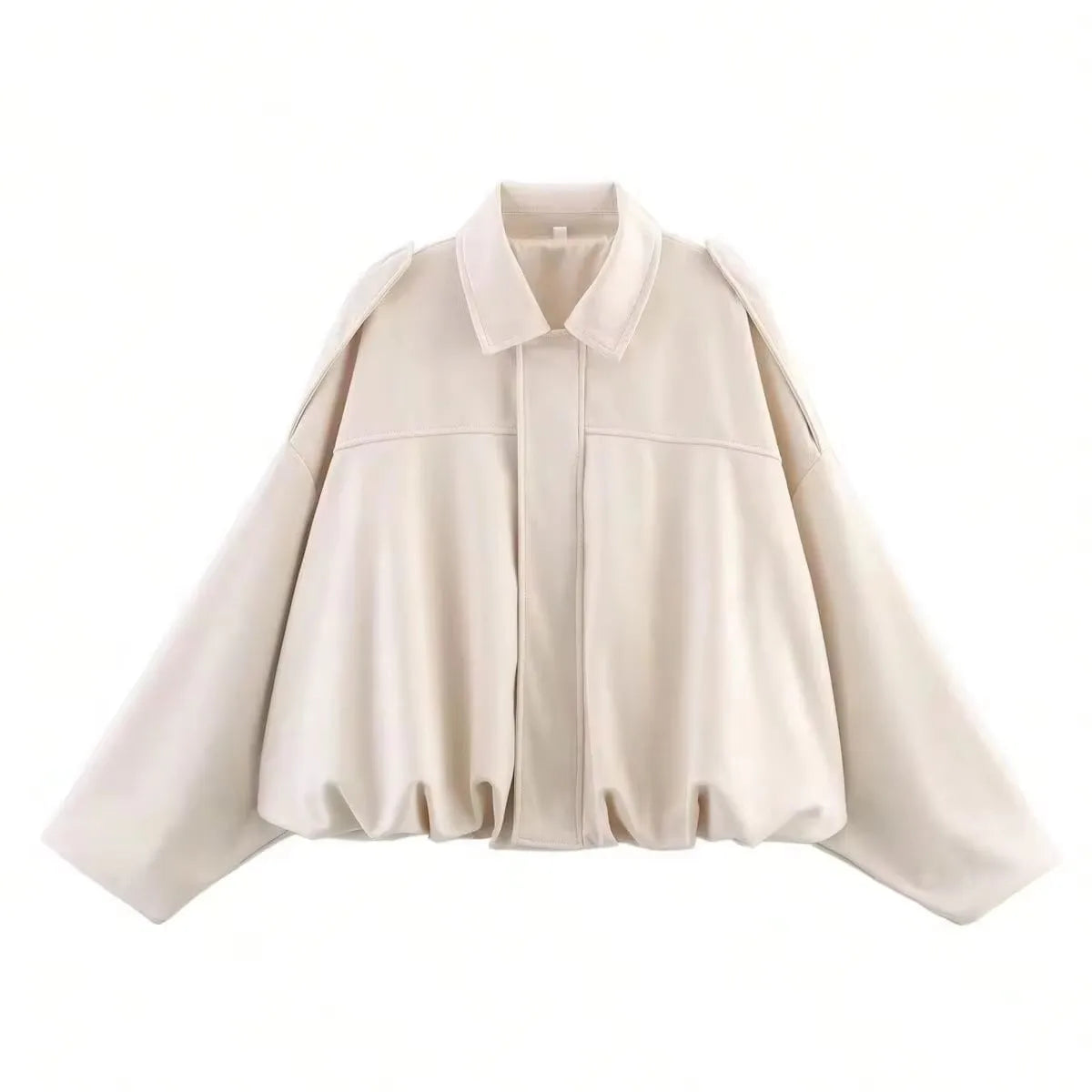 HH Women's Street Fashion Solid Loose Suede Texture Coats Causal Long Bat Sleeves Lapel Zipper Fly Winter Vintage Jackets