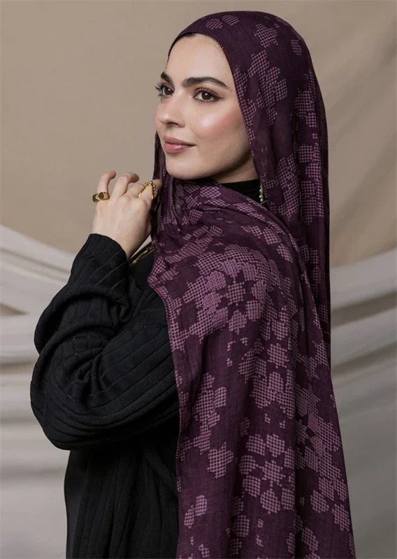 1Pcs Ramadan Hijab Leopard Print Women Bohemian Watercolor Soft Muslim Hijabs Floral Breathable Shawl Wrap Scarf Headscarf Warm