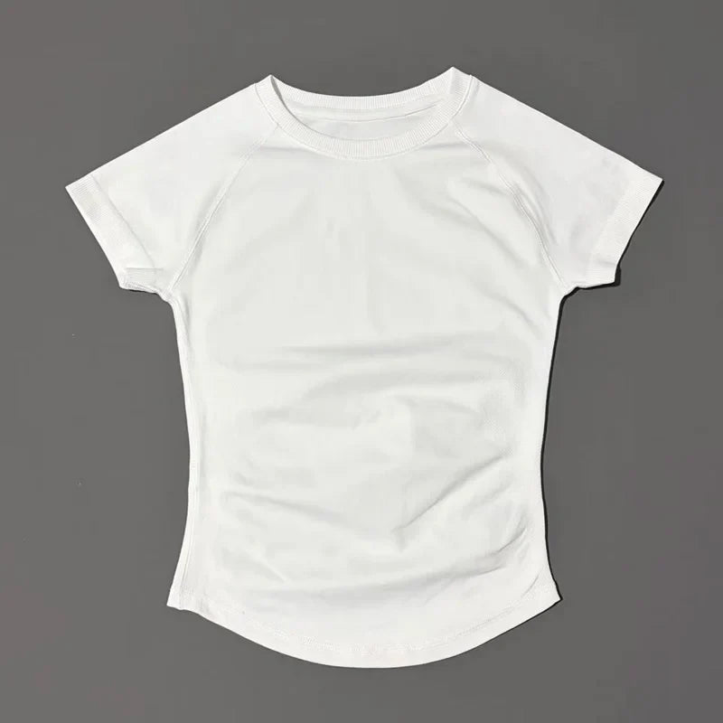 HISTELLO Sports Short Sleeve Top Women Gym Yoga Top Workout Clothes Sports T Shirt Fitness Activewear Running Tight Tops