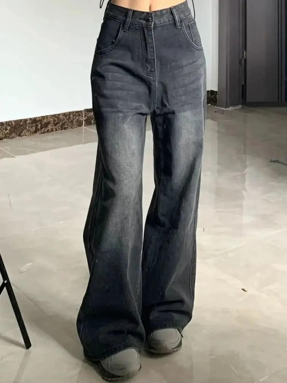 High-Waisted Slimming Jeans for Women Loose-Fit Straight-Leg Bell Bottoms Plus-Size Denim Trousers Pear-Shaped Body Type
