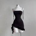 2025 Sexy Sleelveless Backless Mini Dress Women Summer Europe America Lace Up Bodycon Dresses High Street Party Club Black Dress