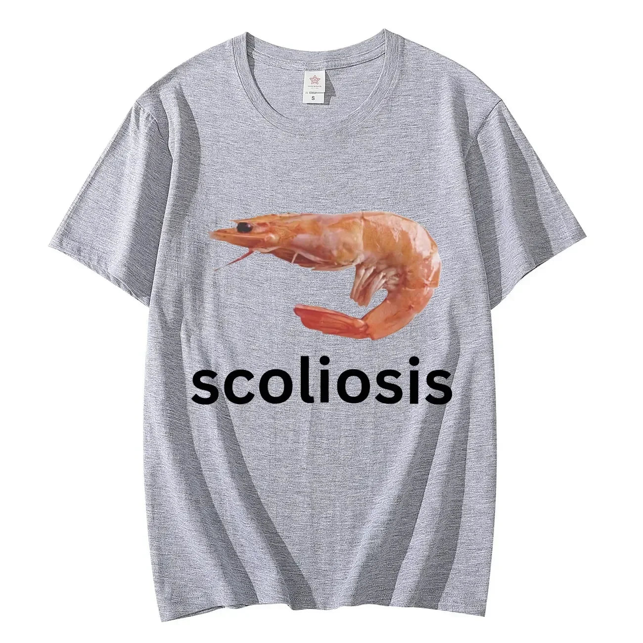 Scoliosis Funny Shrimp Meme T-shirt Unisex Fashion Casual T-shirts Summer Short Sleeve T Shirts Streetwear Women T Shirts
