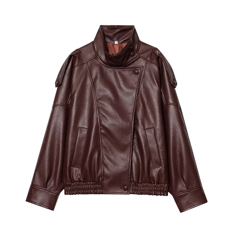 MUJER Faux Leather Women's Jacket Black Oversize Bomber Jackets for Women Outerwears Winter Overcoat Female Fashion Jacket Woman