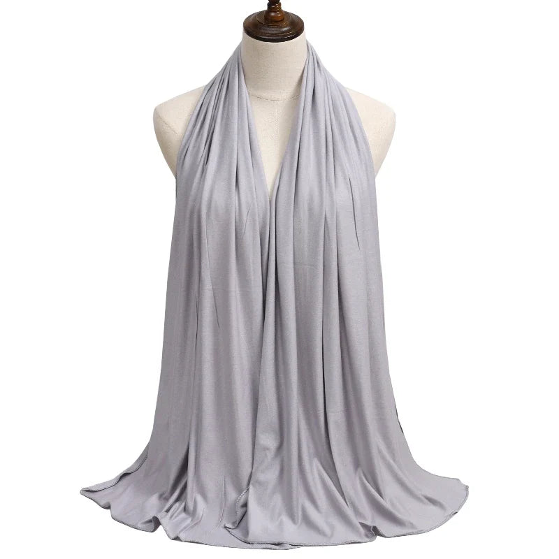 New Jersey Womens Muslim Ramadan Fashion Modal Cotton Jersey Hijab Womens High Quality Solid Color Soft Hijab Long African Scarf