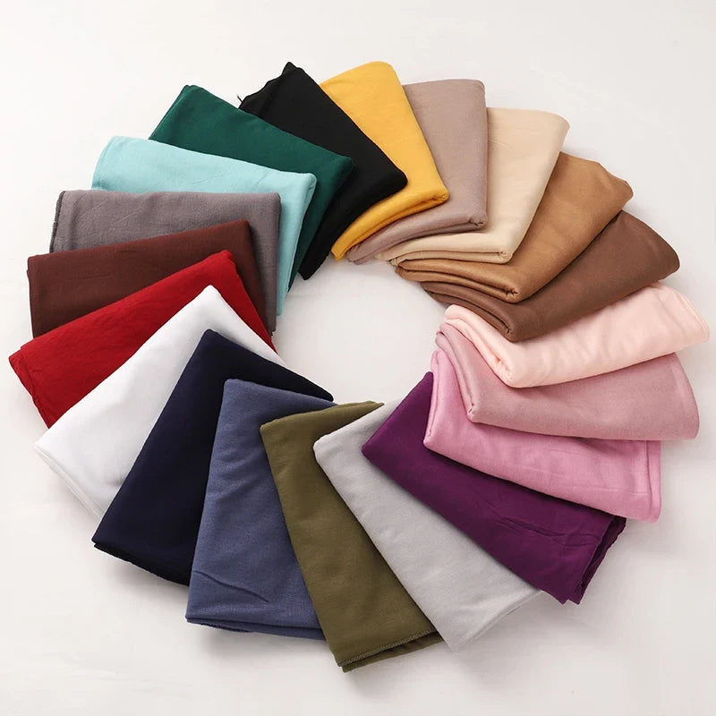 New Jersey Womens Muslim Ramadan Fashion Modal Cotton Jersey Hijab Womens High Quality Solid Color Soft Hijab Long African Scarf