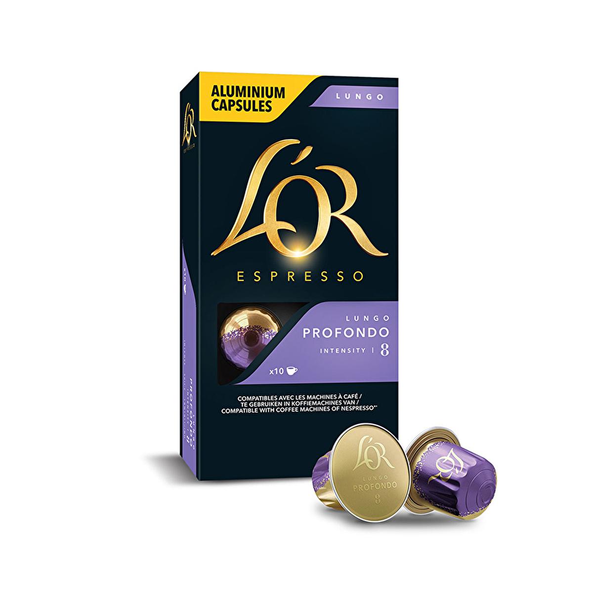 L'OR Espresso Lungo Profondo: Nespresso Compatible Coffee Capsules | Recyclable Pods, Rich Cocoa Flavor & Rainforest Alliance Certified