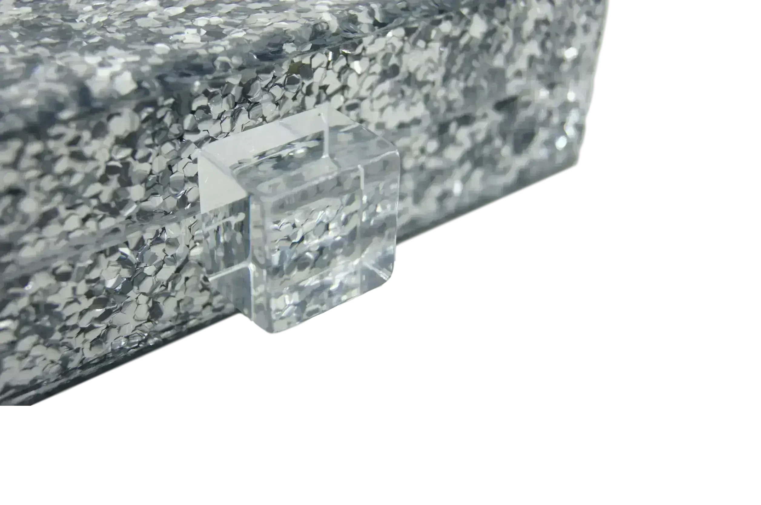 Silver Glitter Acrylic Box Clutch