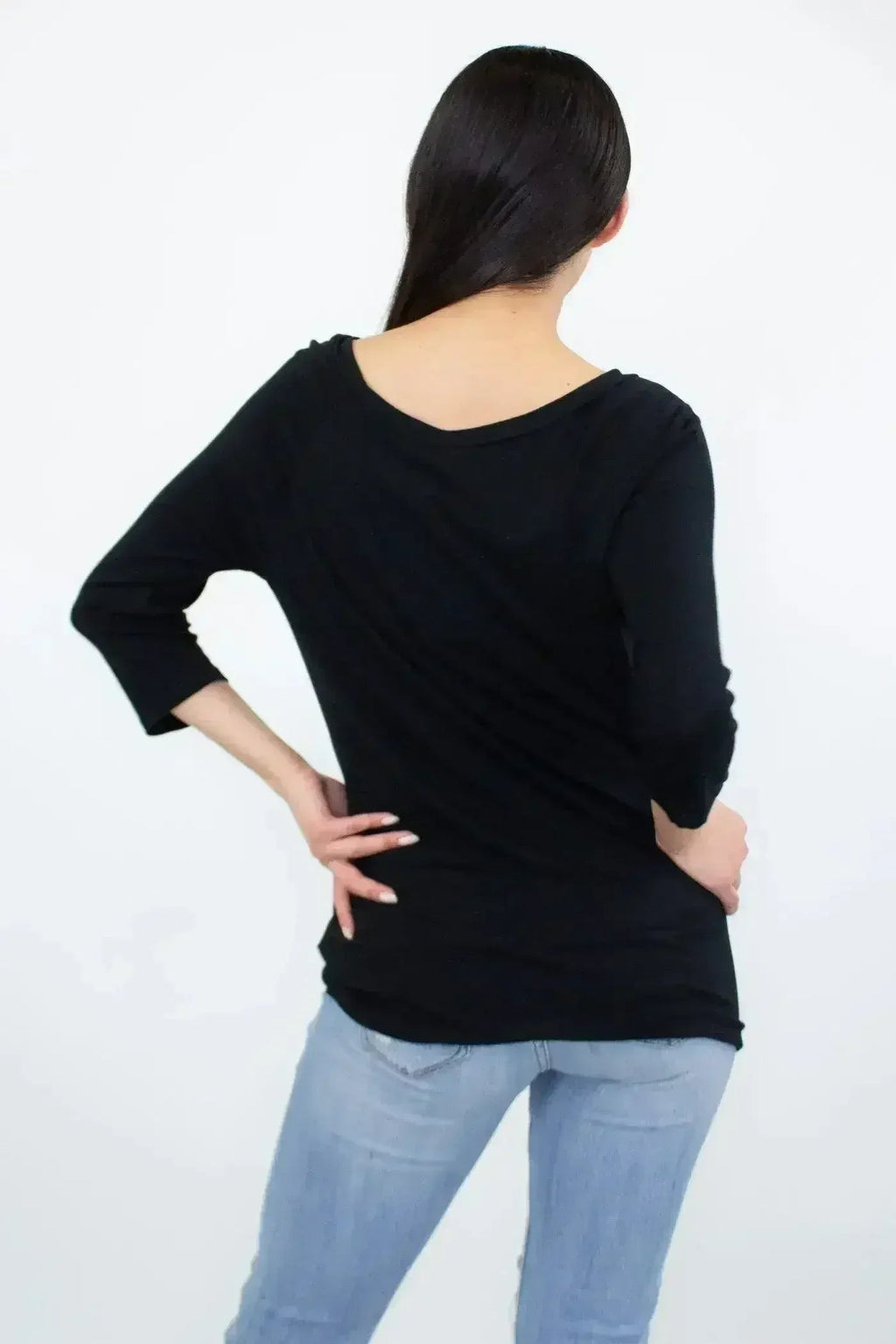 Twisted Front Comfort Top - Black | Rayon-Spandex | Femstylo