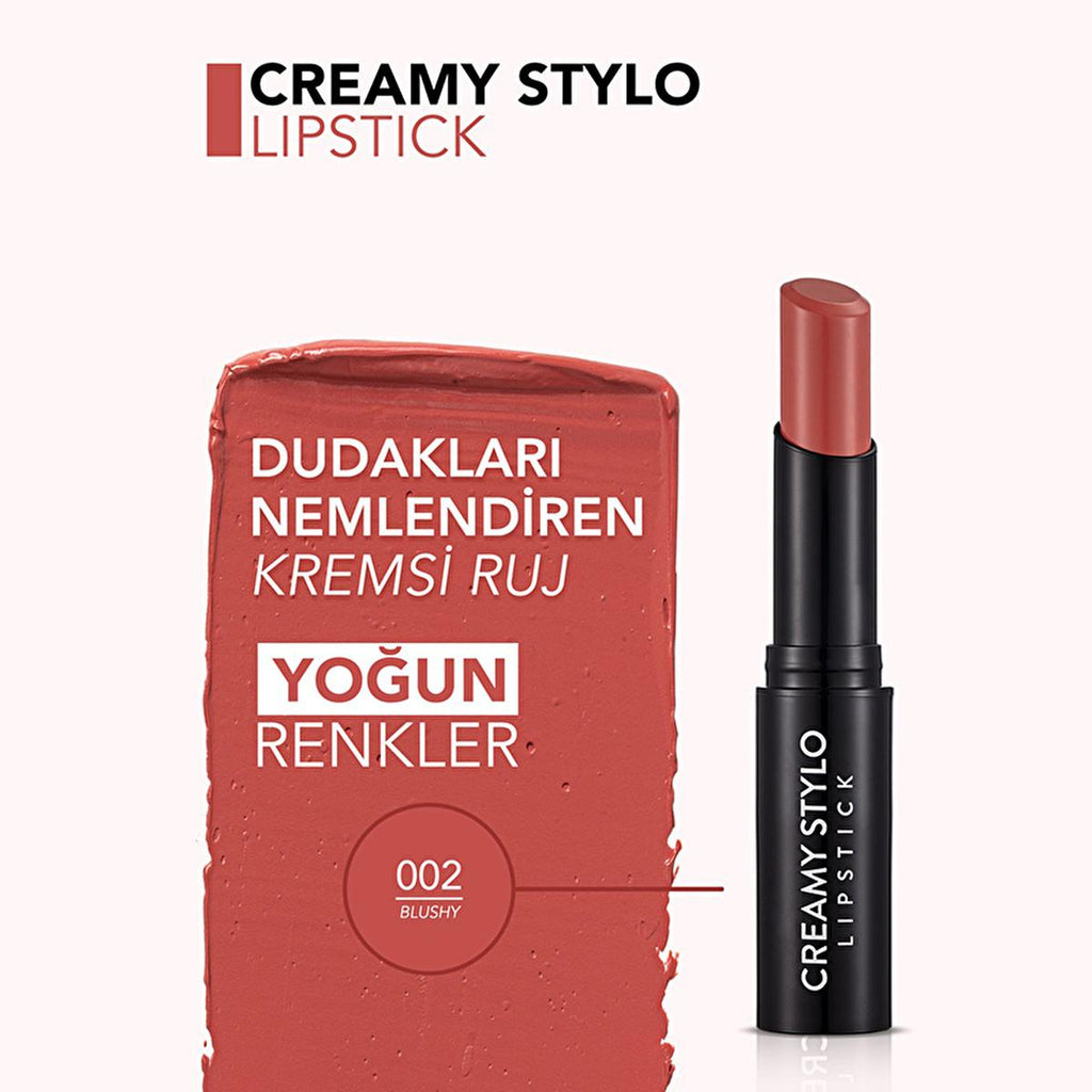 Flormar Creamy Stylo Blushy Lipstick: Hydrating, High-Pigment, Semi-Gloss Finish for Comfortable, All-Day Color
