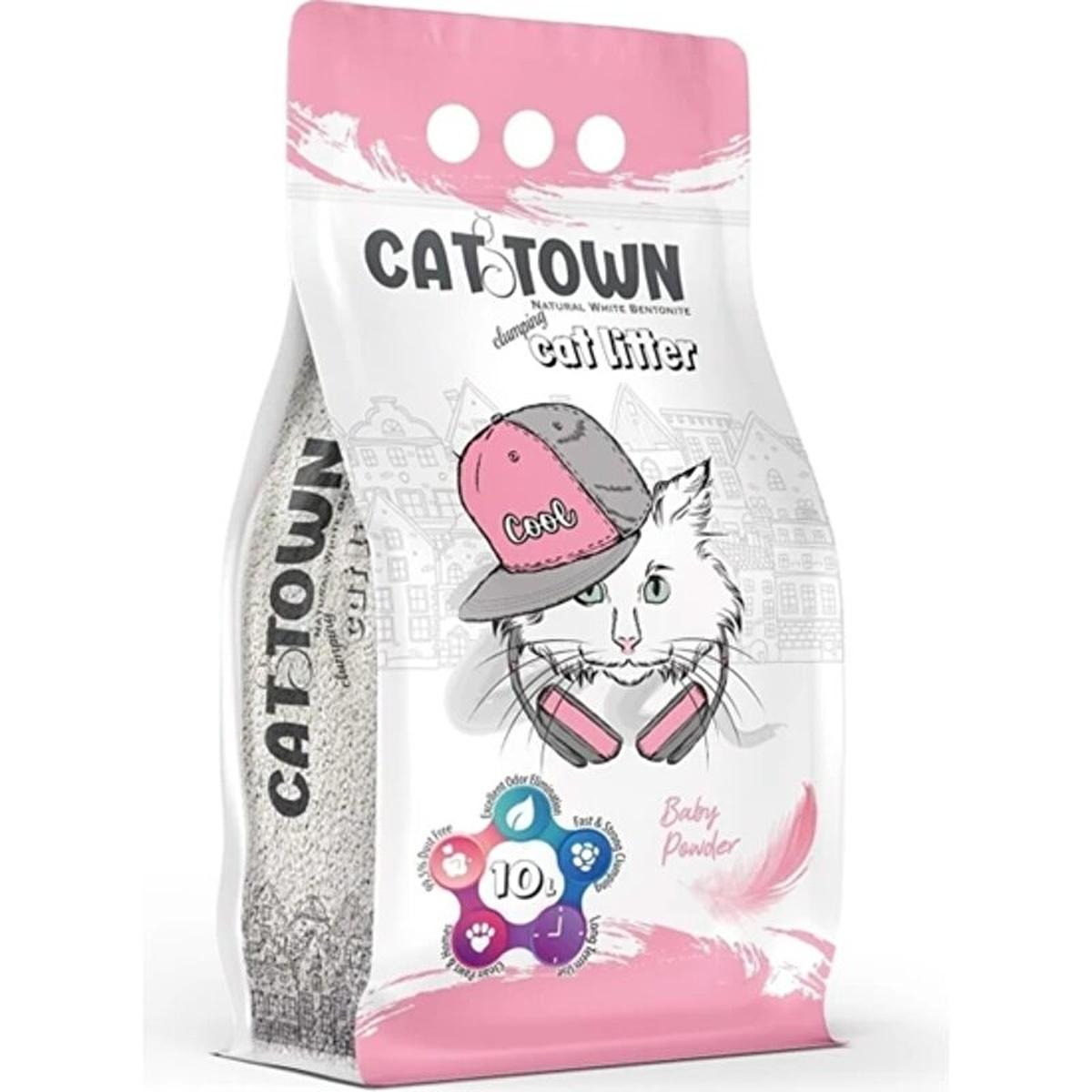 Cat Town Baby Powder Scented Fine Cat Litter - 10L - Superior Odor Control, Easy Clean Clumping, Small Grain Cat Sand
