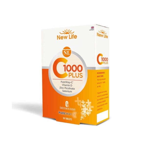 New Life C 1000 Plus Vitamin C Supplement with Zinc, Vitamin D, and Selenium - 30 Tablets for Immune System Support
