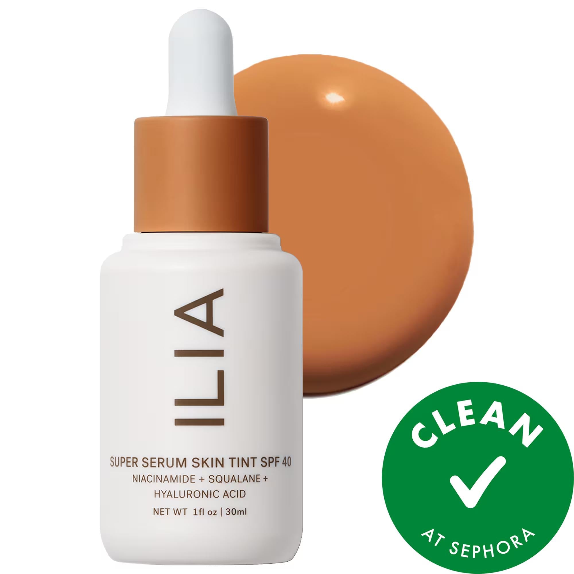Ilia Super Serum Skin Tint SPF 40: Dewy Coverage, Mineral Sunscreen, & Potent Skincare Foundation for a Radiant, Natural Look