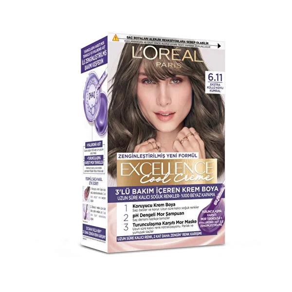 L'Oréal Paris Excellence Cool Creme Hair Dye - 100% Grey Coverage, Cool Dark Brown Color