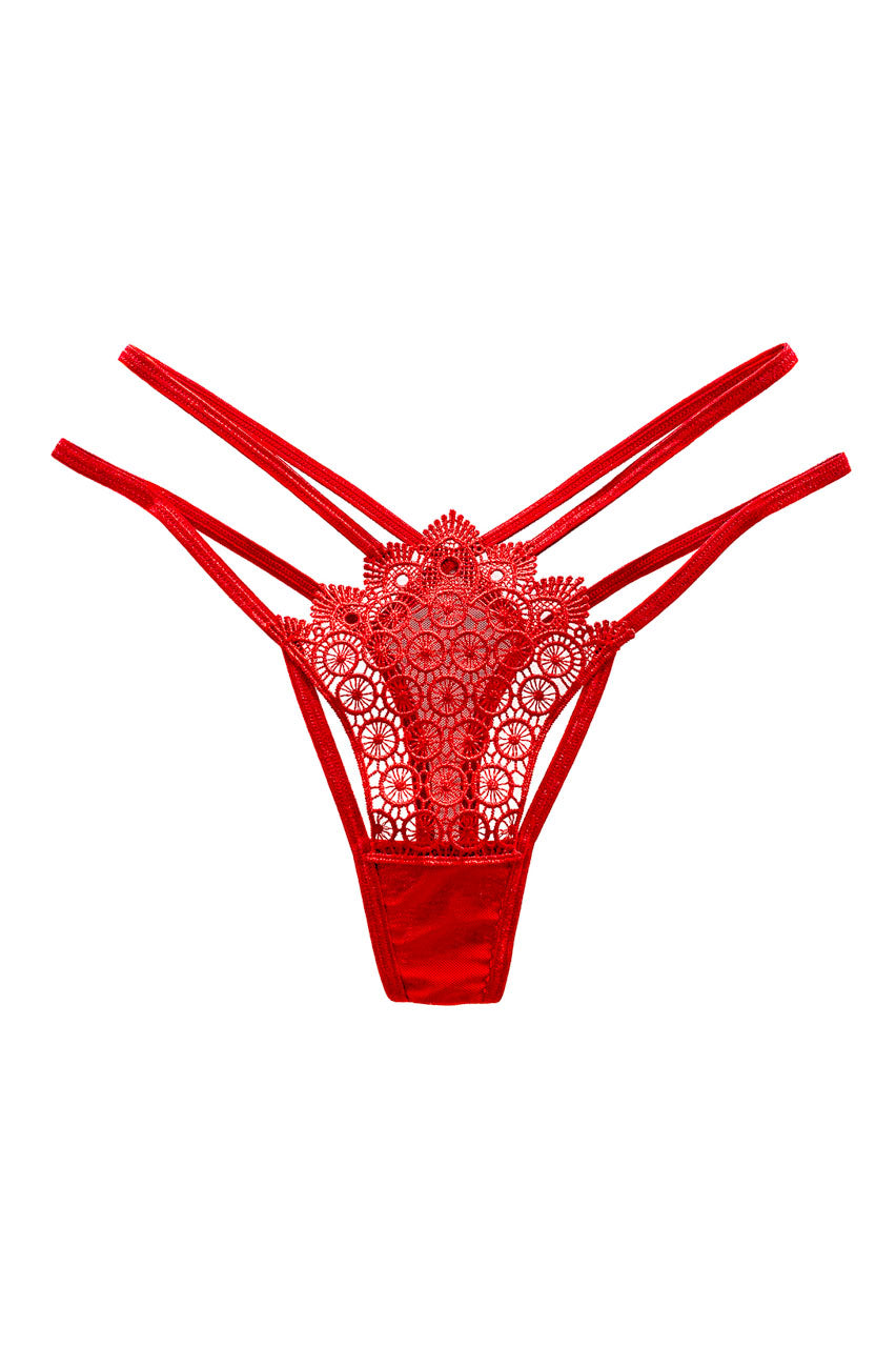 Strappy Geo Embroidered Thong