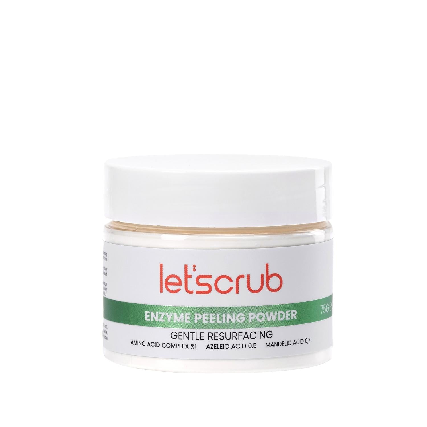Let'scrub Enzyme Peeling Powder for Gentle Exfoliation and Skin Renewal - Natural Skincare, 75g