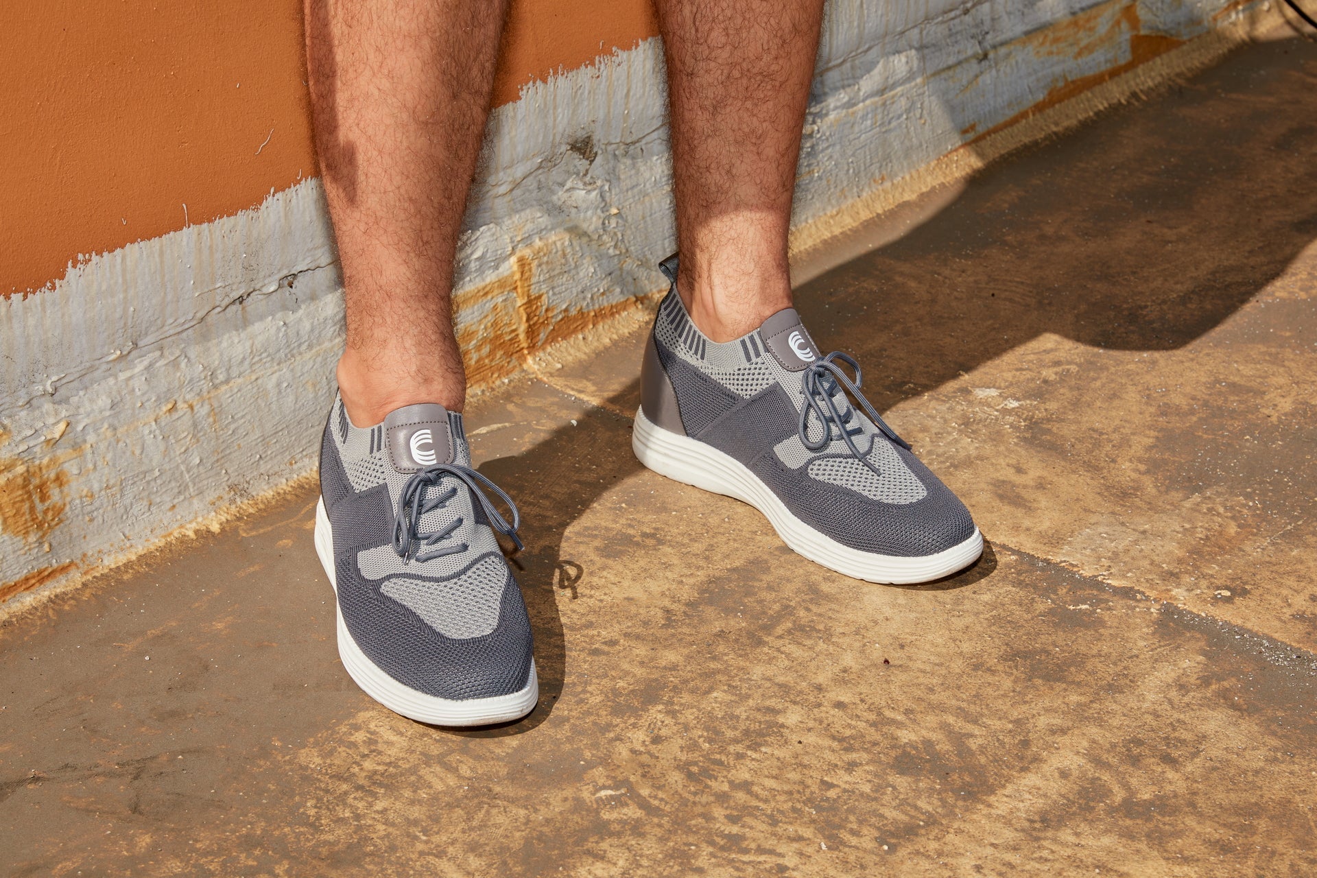 CALTO - X1341 - 2.8 Inches Taller (Iron Gray/Glacier Gray) - Lace Up Casual Walker - Lightweight