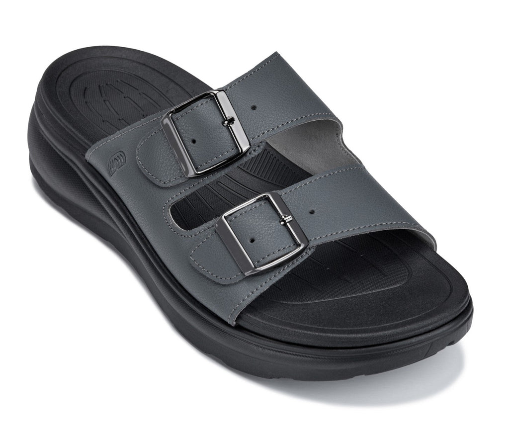 CALTO - X1661 - 2 Inches Taller (Iron Grey Buckle) - Dual Adjustable Buckle Sandals