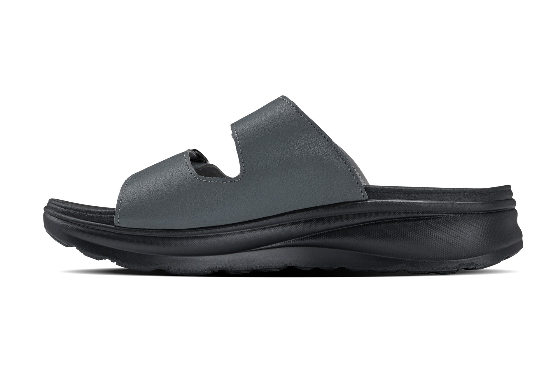 CALTO - X1661 - 2 Inches Taller (Iron Grey Buckle) - Dual Adjustable Buckle Sandals