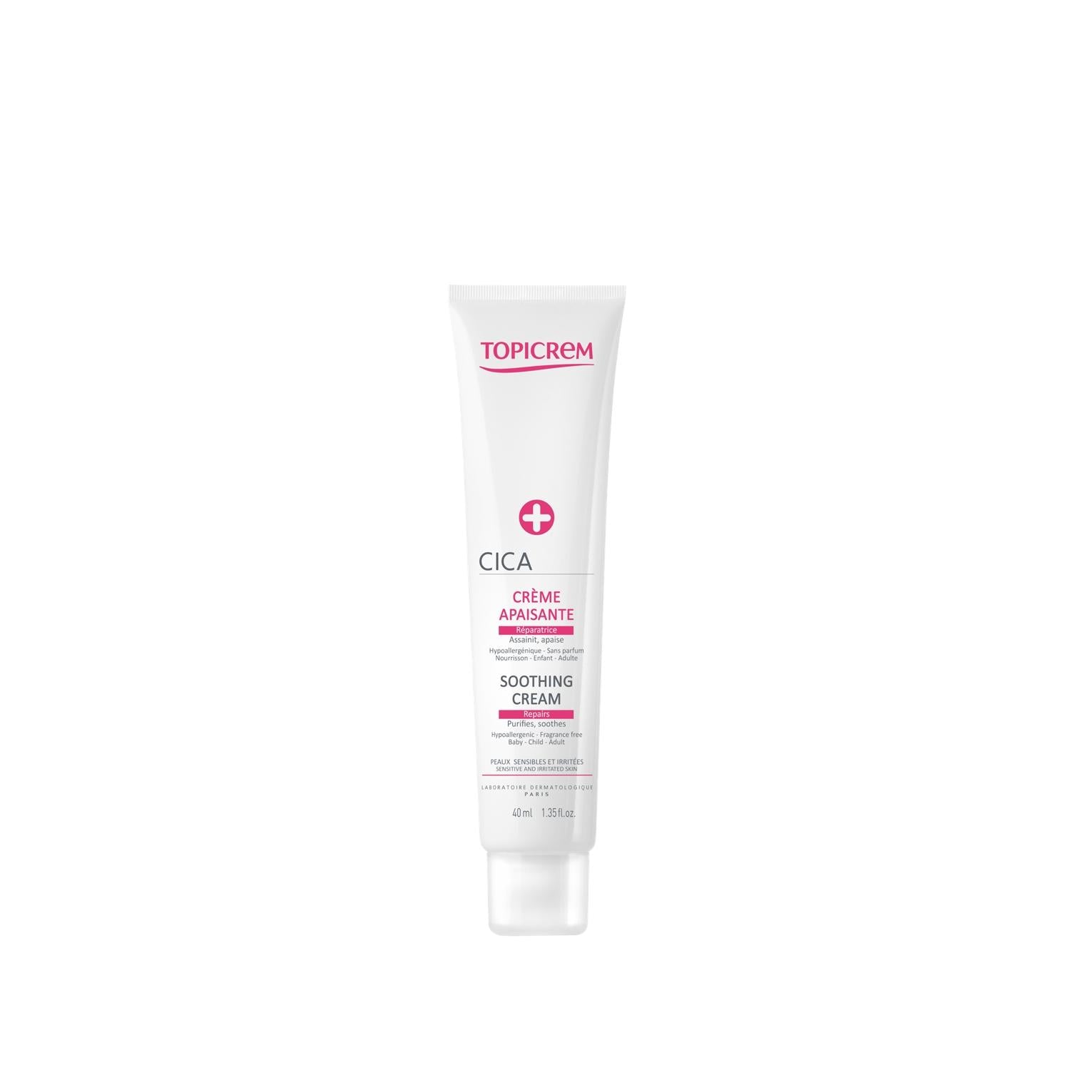 Topicrem Soothing Cream for Irritated Skin - Cica Repairing Cream, 1.35 fl oz