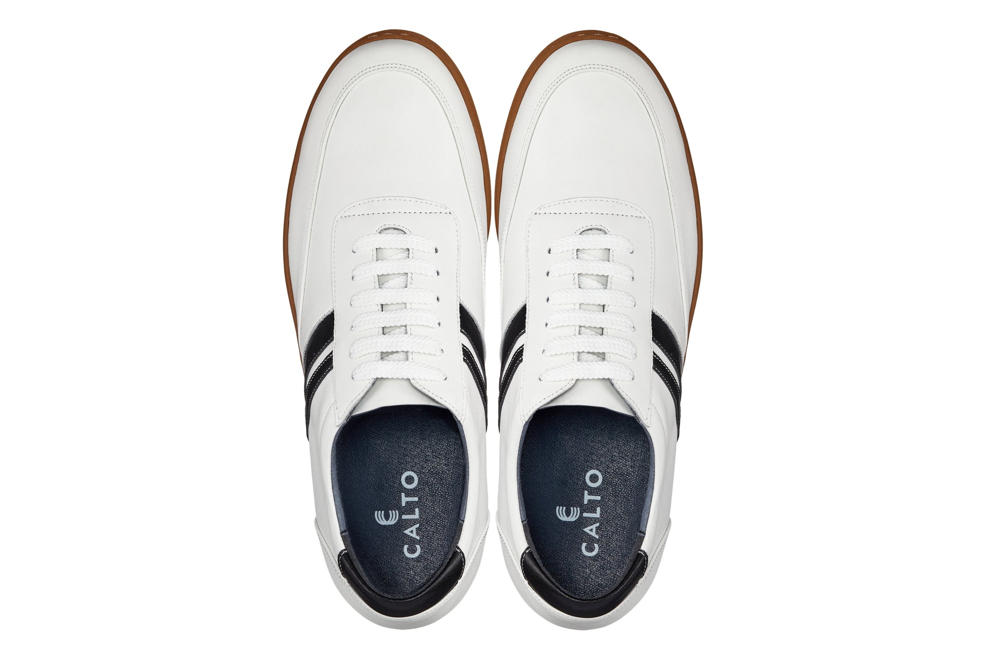 CALTO White Leather Sneakers - 2.8 inches - Y2821
