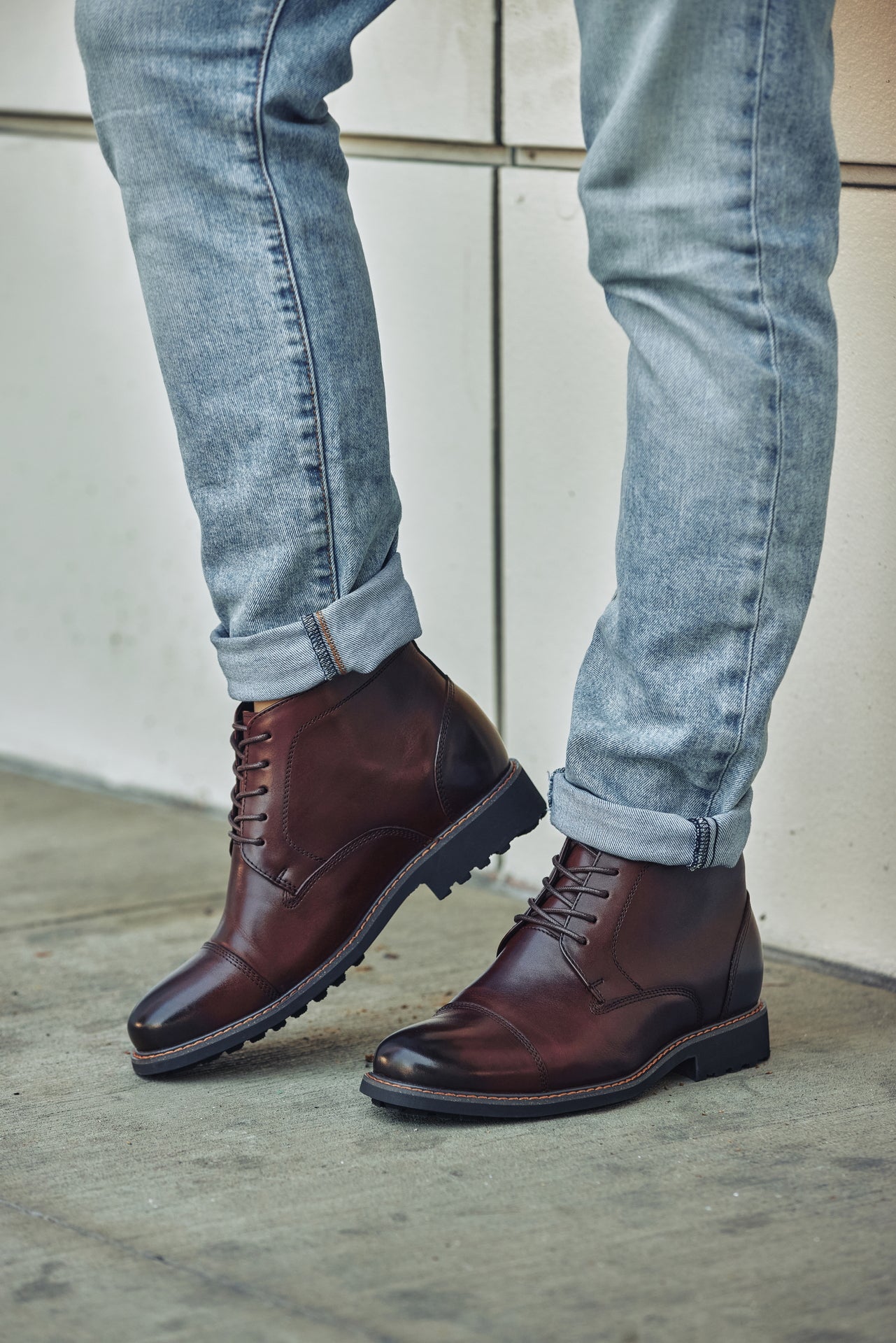 CALTO 3.2-Inch Taller Dark Brown Leather Boots Y41081