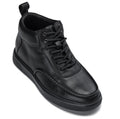 CALTO - Y7112 - 2.8 Inches Taller (Black) - Nappa Leather Moc-Toe Sneak-Boots