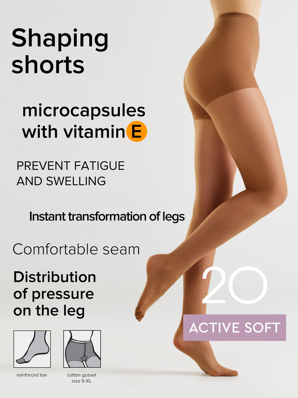 Tights Conte Active Soft 20 Den - Shaping Support with Vitamin E