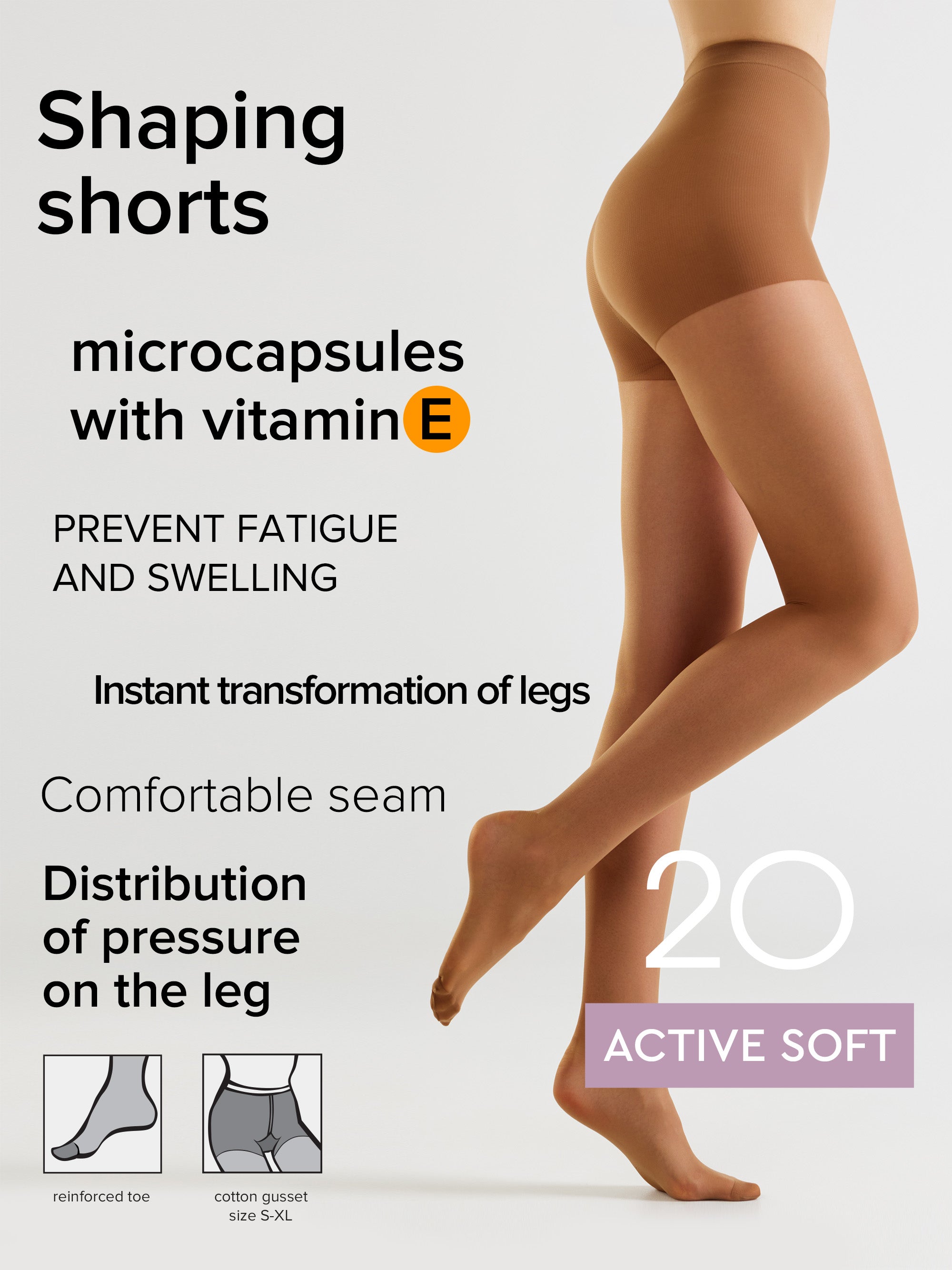 Tights Conte Active Soft 20 Den - Shaping Support with Vitamin E