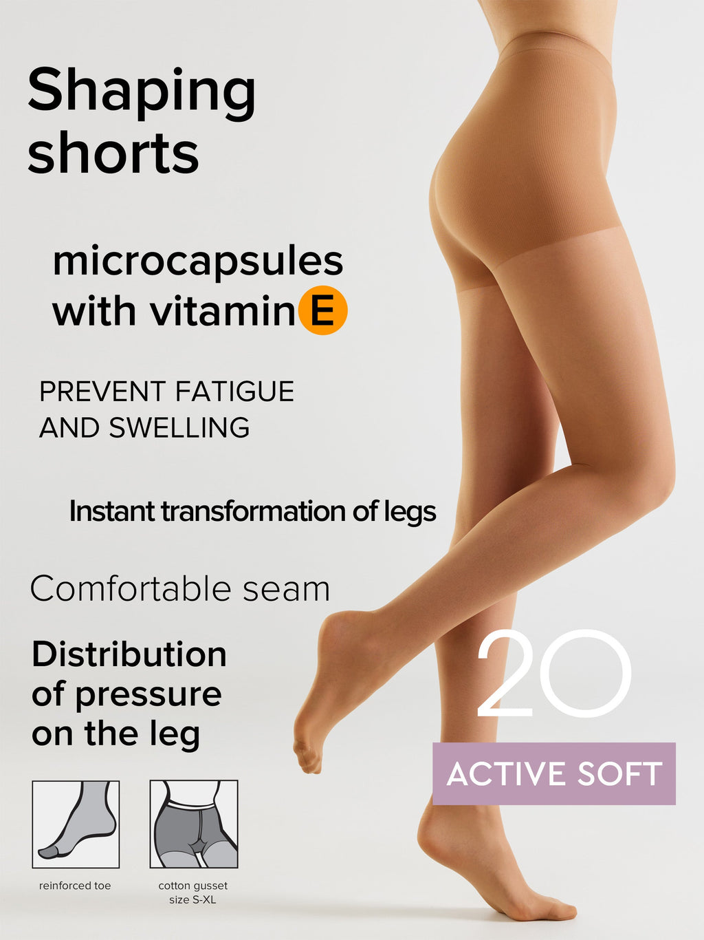 Tights Conte Active Soft 20 Den - Shaping Support with Vitamin E