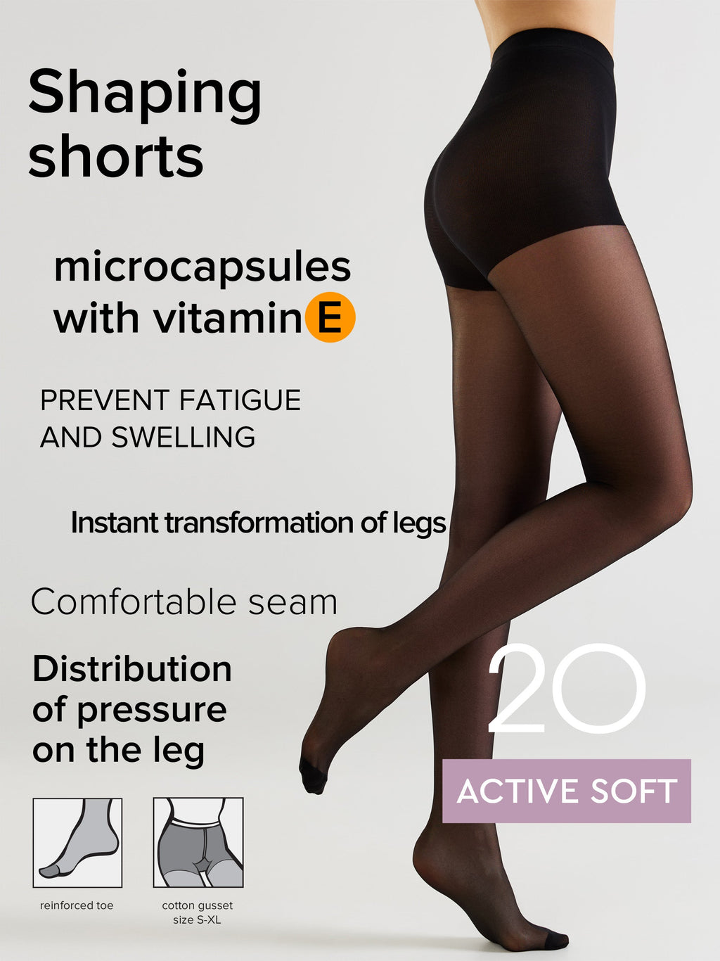 Tights Conte Active Soft 20 Den - Shaping Support with Vitamin E