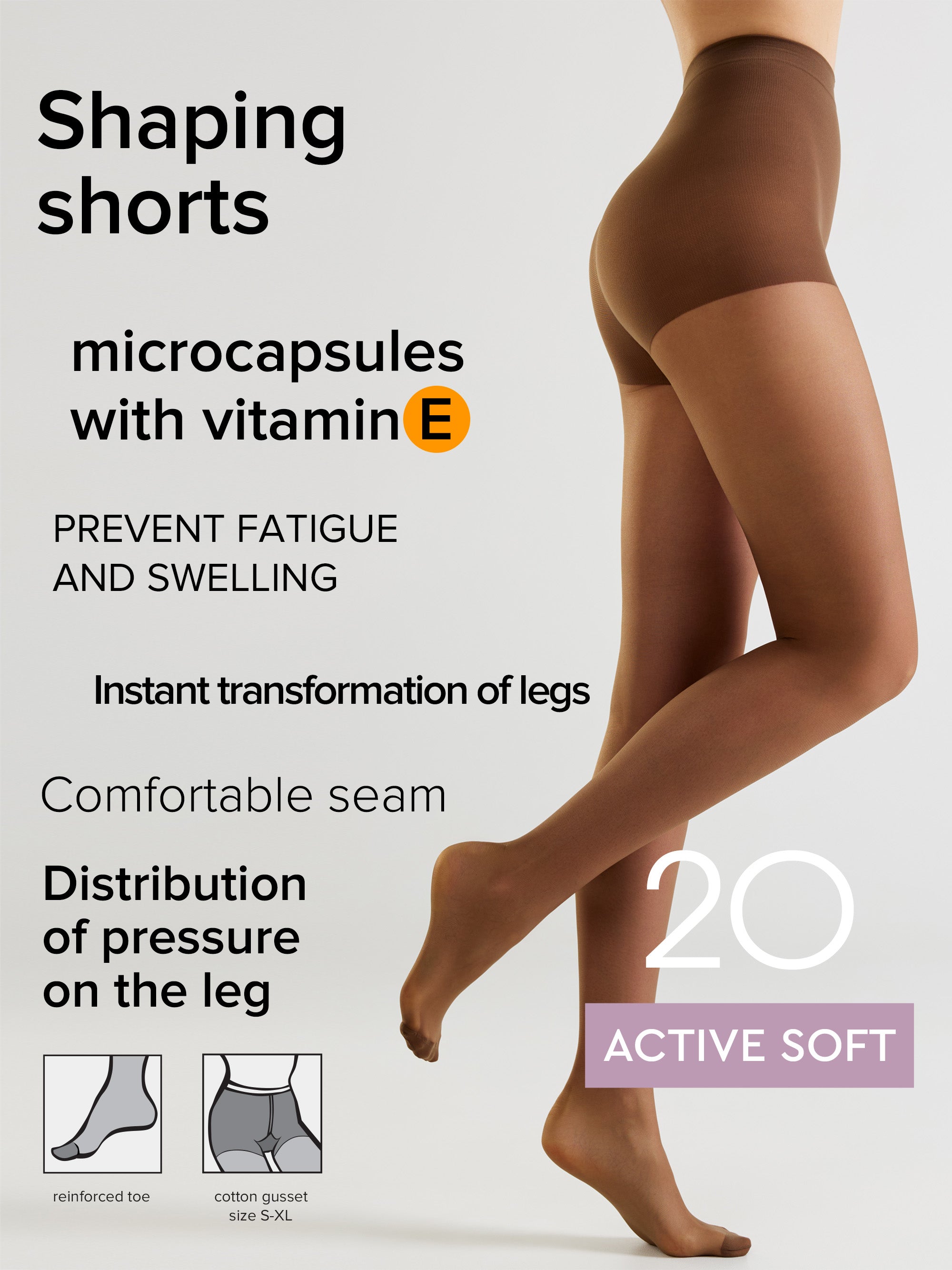 Tights Conte Active Soft 20 Den - Shaping Support with Vitamin E