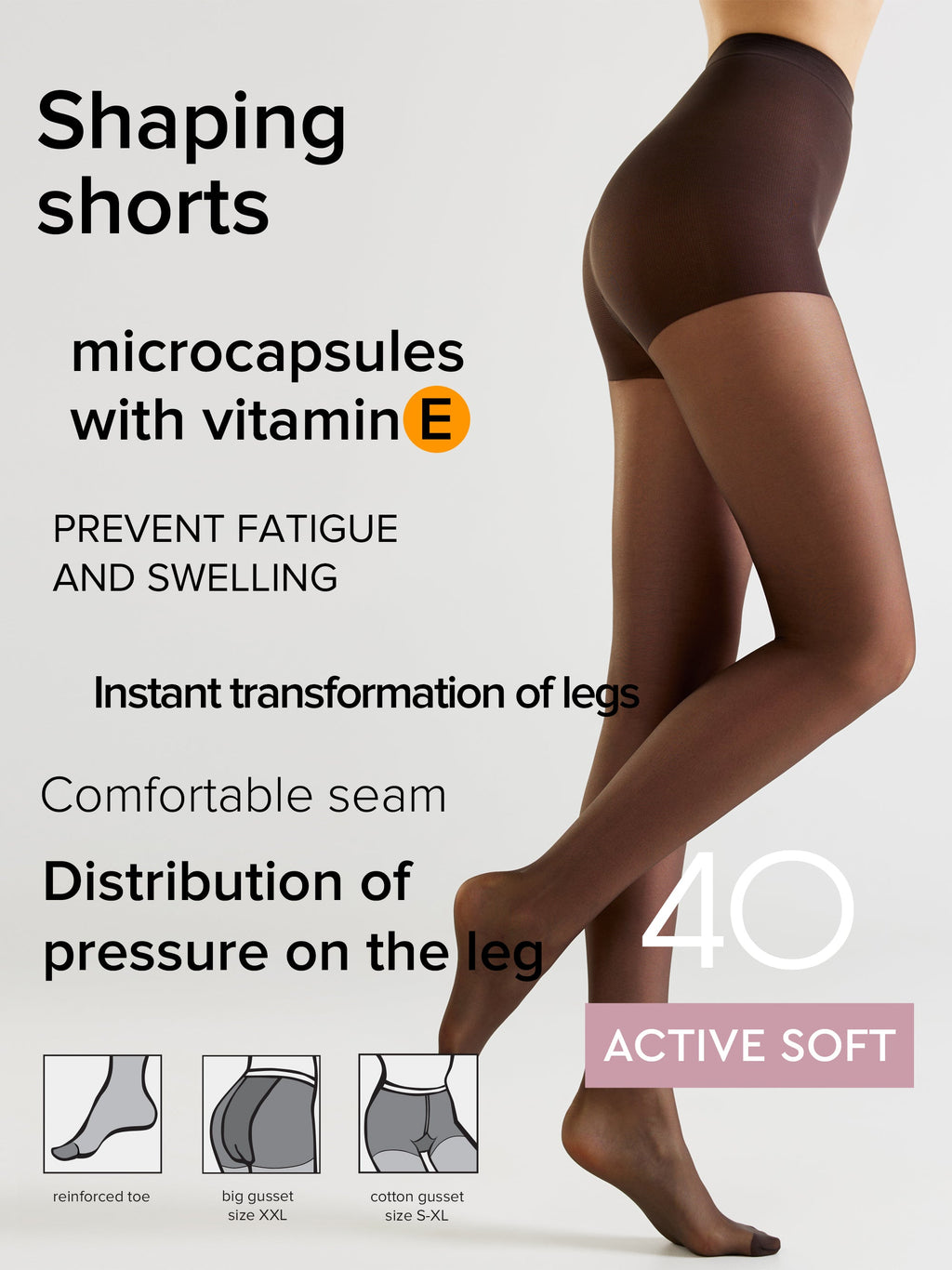Tights Conte Active Soft 40 Den - Shaping Support with Vitamin E