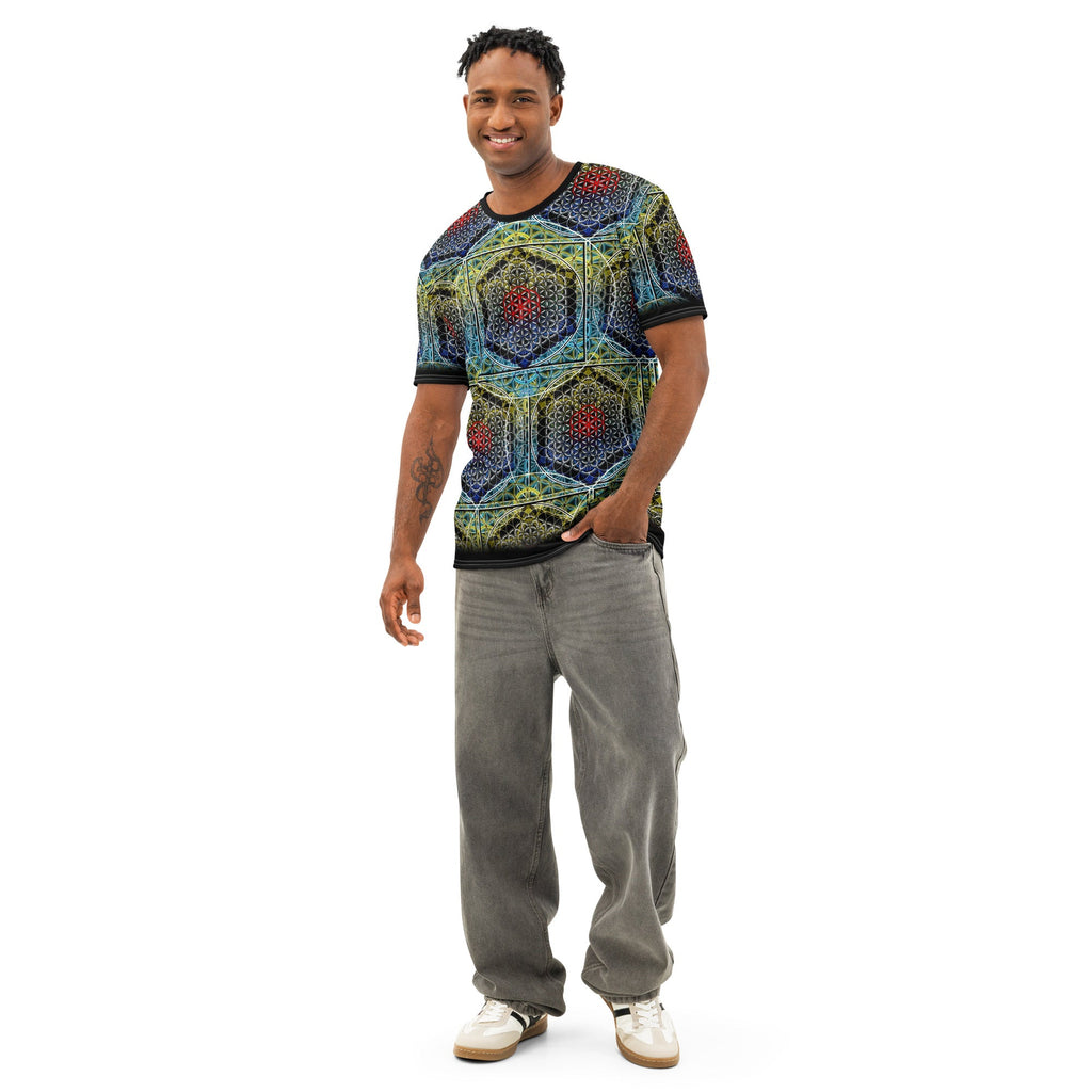 Electric Honeycomb | Sacred Geometry Tee | Cotton All-Over Print T-shirt