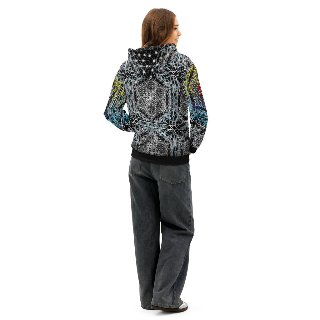 Resonant Architect | SATOR Geometry Cotton Hoodie | Unisex Pullover | Unisex Cotton AOP Hoodie