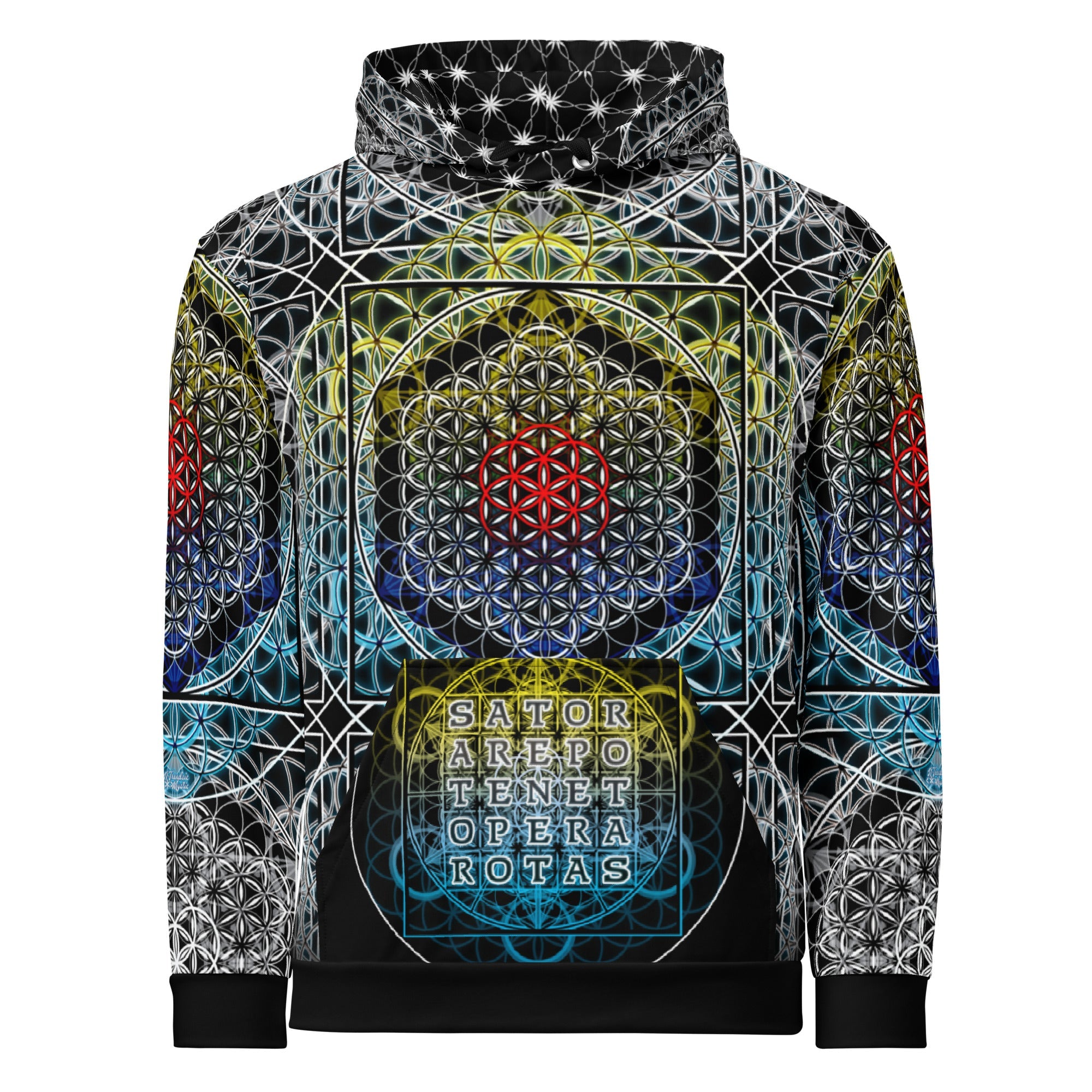 Resonant Architect | SATOR Geometry Cotton Hoodie | Unisex Pullover | Unisex Cotton AOP Hoodie