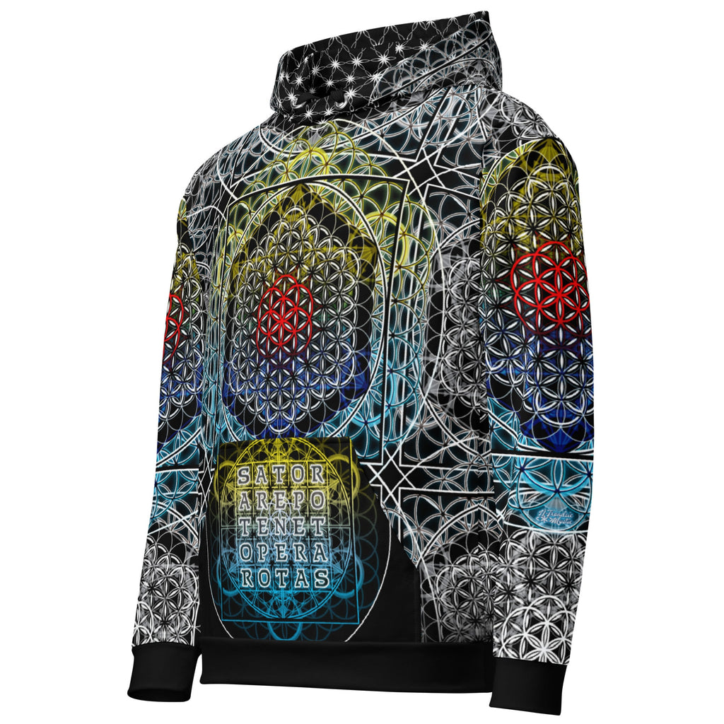 Resonant Architect | SATOR Geometry Cotton Hoodie | Unisex Pullover | Unisex Cotton AOP Hoodie