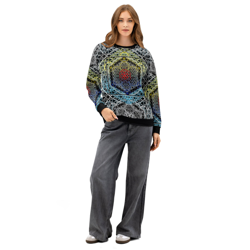 Resonant Architect | Harmonic Grid Cotton Sweatshirt | Unisex Cotton Sweatshirt