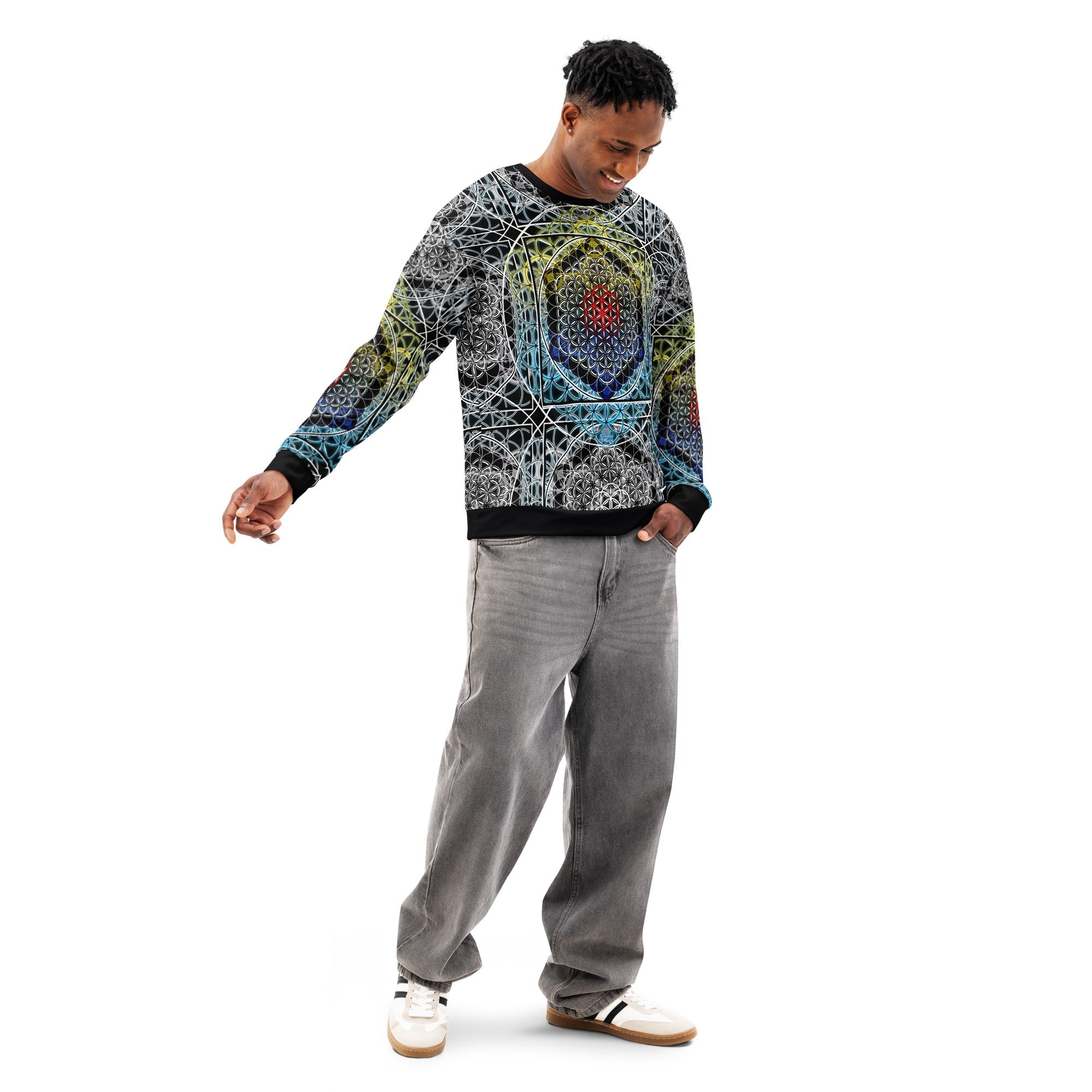 Resonant Architect | Harmonic Grid Cotton Sweatshirt | Unisex Cotton Sweatshirt