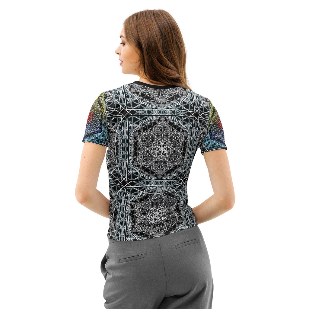 Resonant Architect | Spectrum Geometry Tee | Women’s Cotton Crew Neck AOP T-shirt
