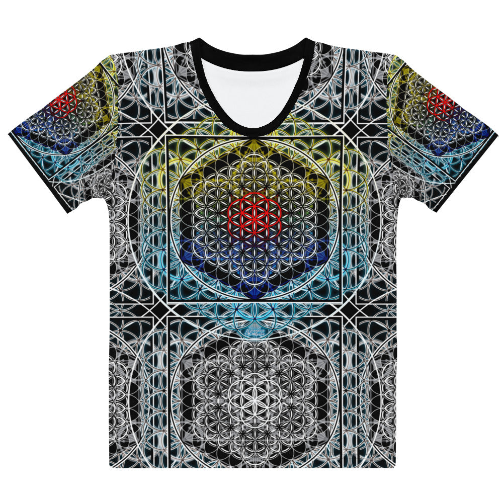 Resonant Architect | Spectrum Geometry Tee | Women’s Cotton Crew Neck AOP T-shirt