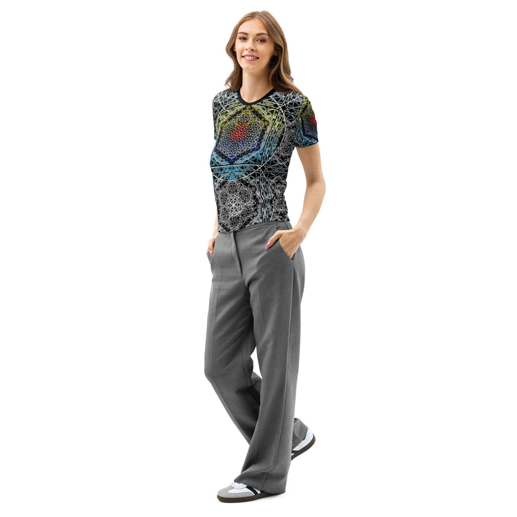 Resonant Architect | Spectrum Geometry Tee | Women’s Cotton Crew Neck AOP T-shirt