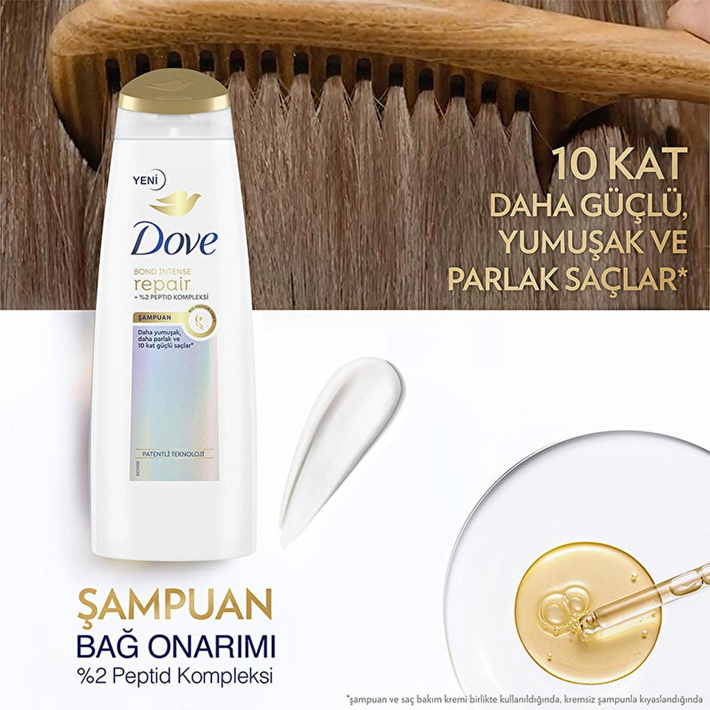 Dove Bond Intense Repair Shampoo - Advanced Hair Repair for Damaged & Chemically Treated Hair, Peptide Complex, 13.53 fl oz