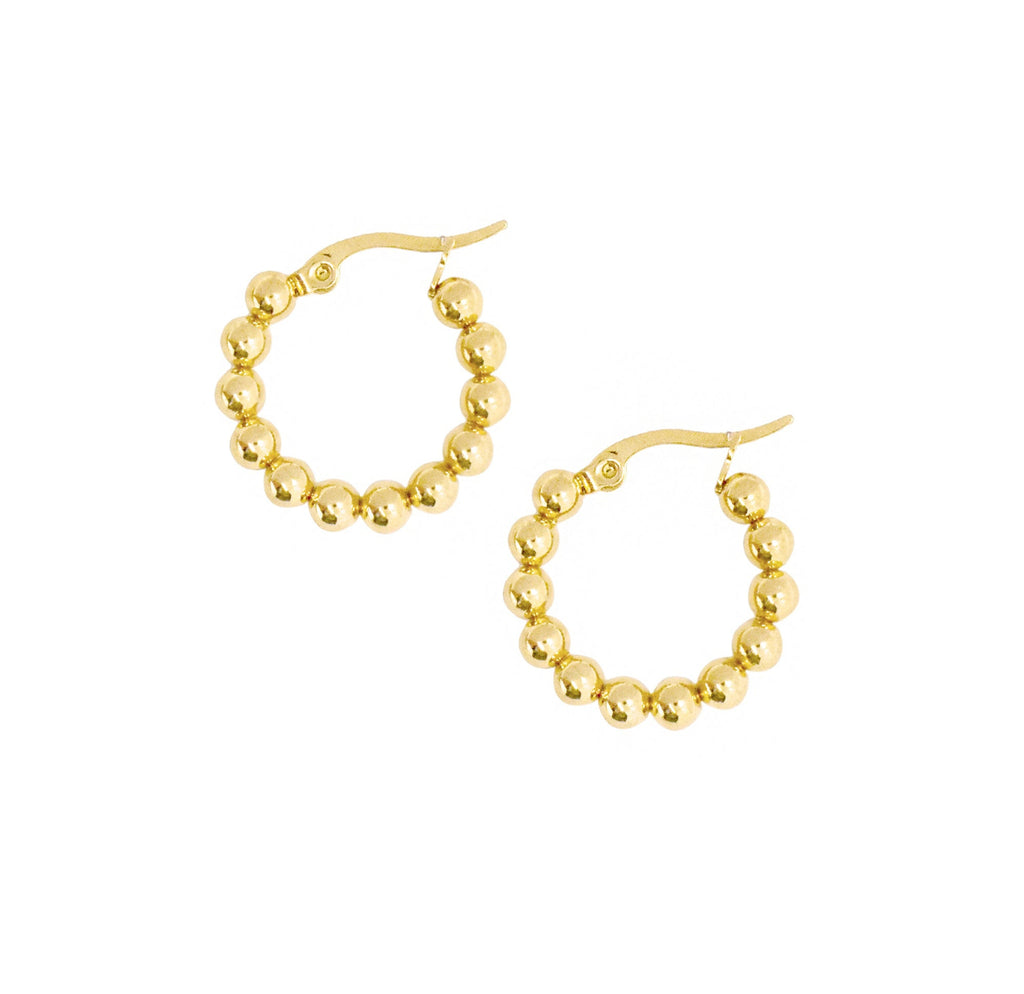 ROCCO SMALL GOLD BEADED HOOP EARRINGS