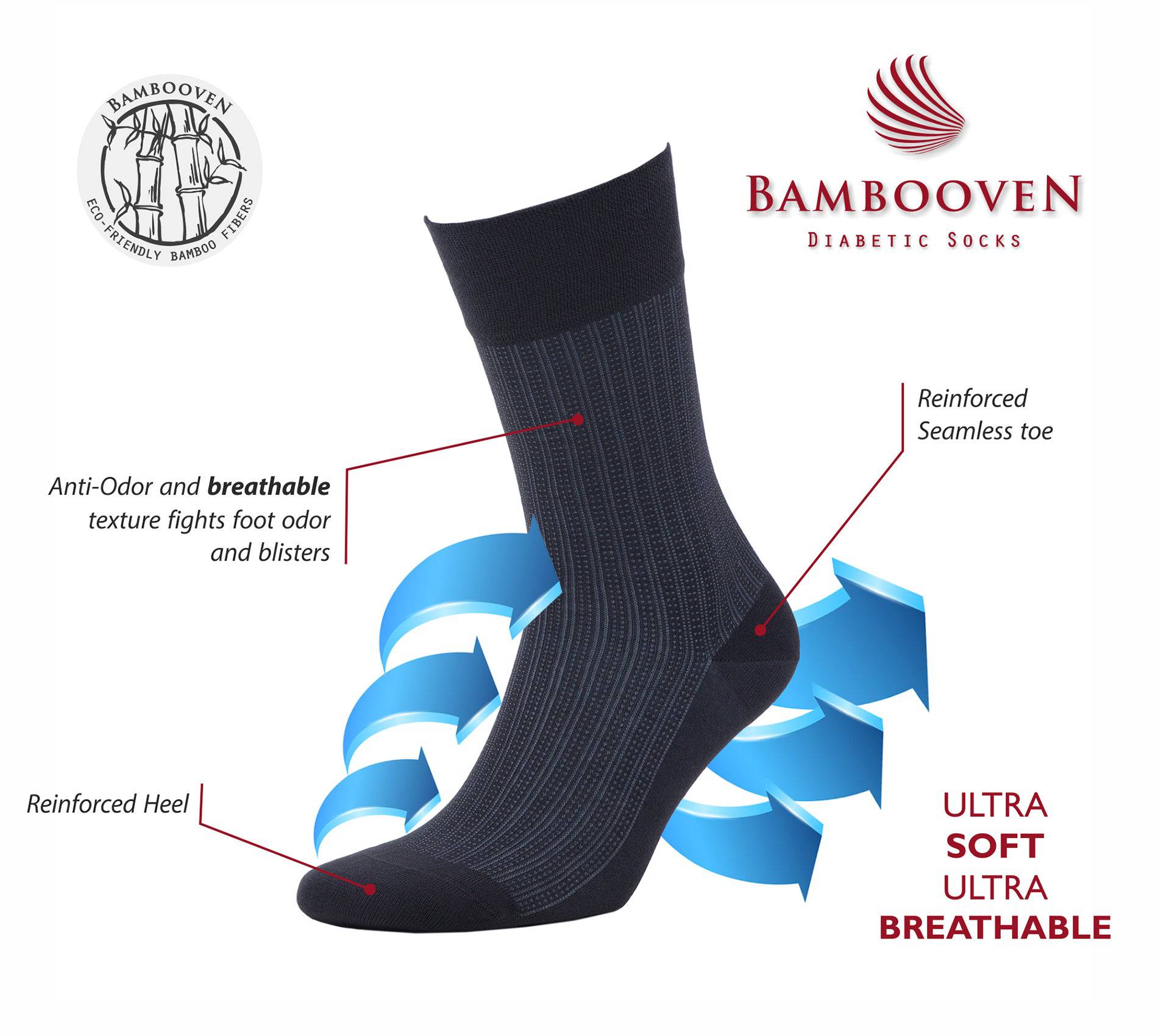 Men’s Bamboo Lightweight Dress & Trouser Socks - (8 Pack) 636
