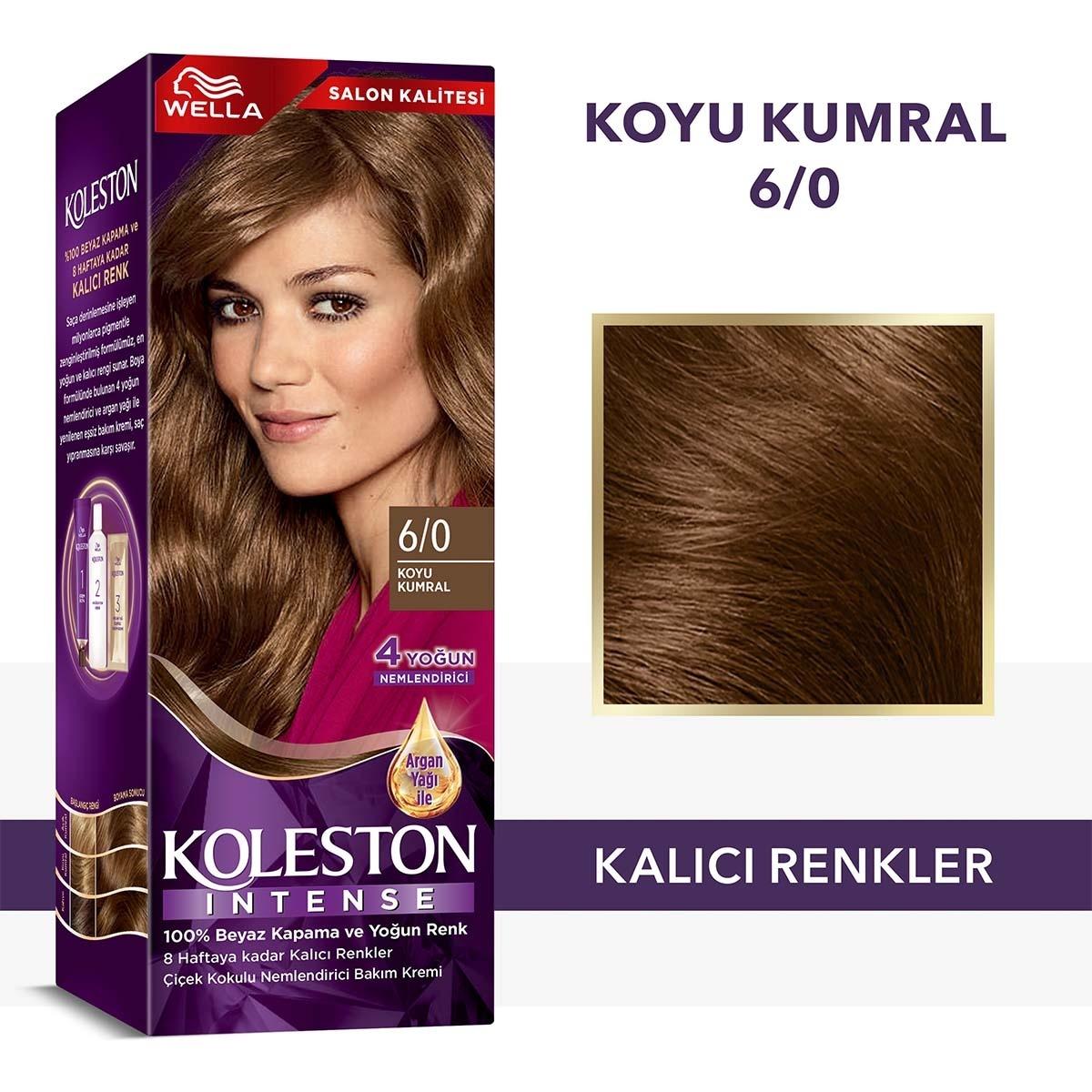 Wella Koleston Intense 6/0 Dark Ash Blonde Hair Dye: 100% Gray Coverage, Long Lasting Color, Argan Oil & Complete Kit