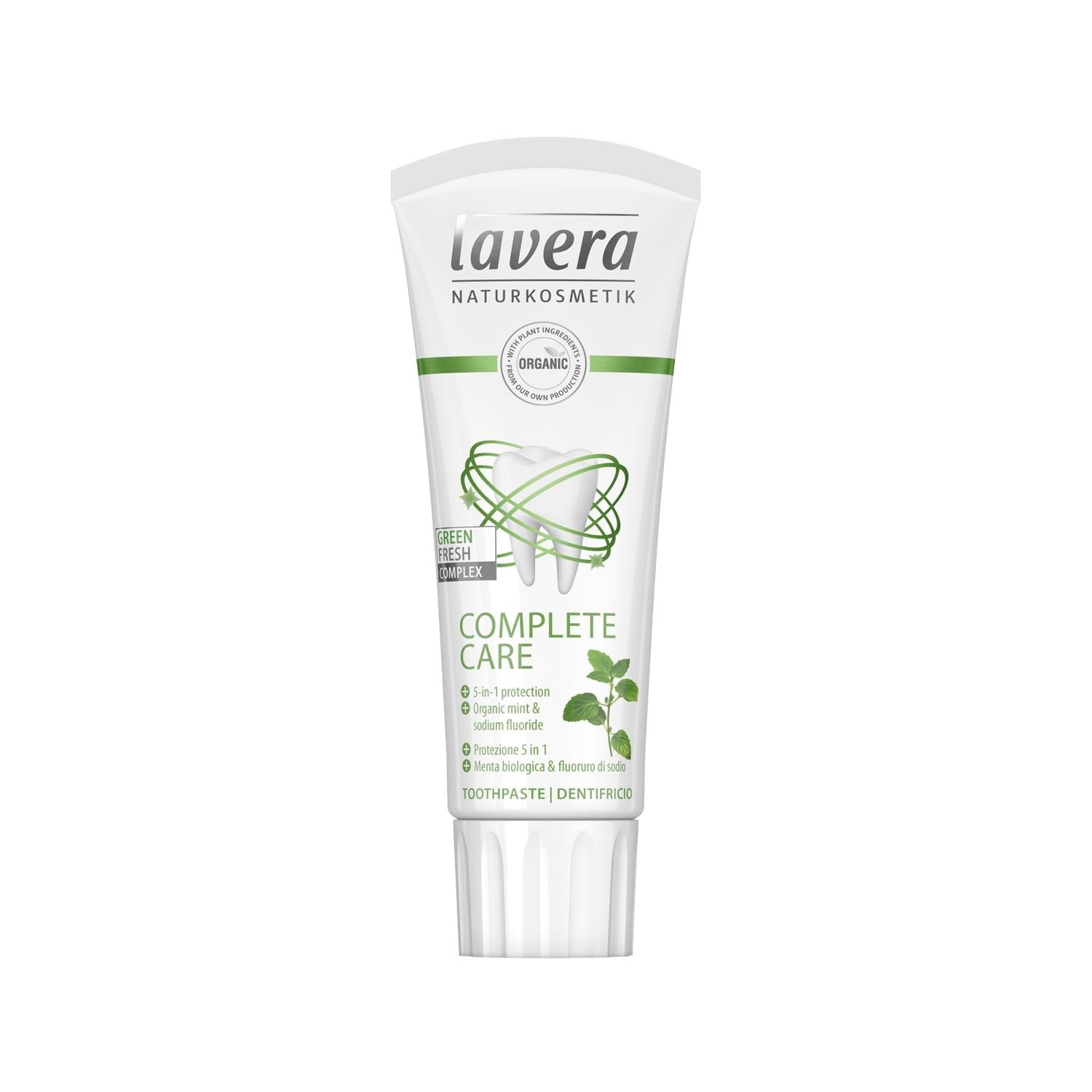 Lavera Complete Care Toothpaste 75ml - Natural Fluoride-Free Oral Hygiene for Sensitive Teeth & Healthy Gums