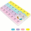 Colorful 28-Compartment Pill Organizer - Portable, Large Capacity Health Care Box