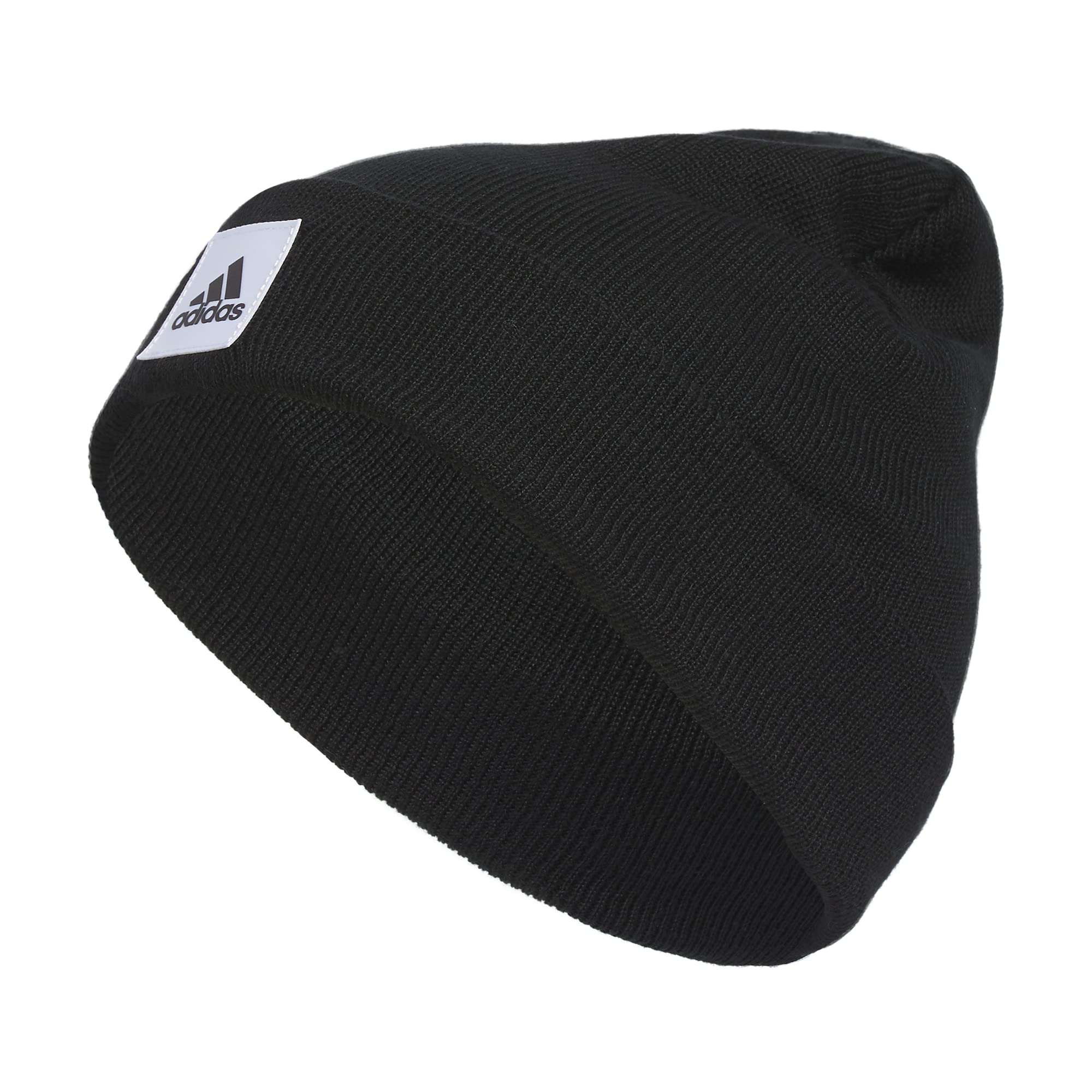 adidas Womens 1x1 Beanie Standard fit Cuffed Acrylic Knit hat/Cap for Winter Black/White F23 One Size