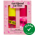 iNNBEAUTY PROJECT Get Glazed Lip Duo - Vegan, Cruelty-Free Lip Gloss Oil Hybrid Set with Plumping Complex