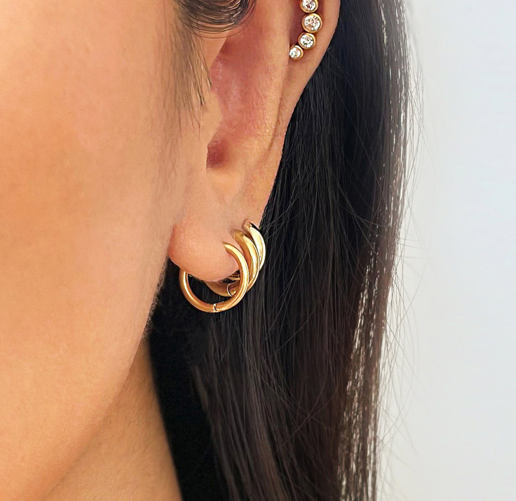 MAUDE 2 in 1 GOLD LIGHTNING BOLT HUGGIE EARRINGS